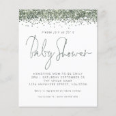 Budget Green Glitter Baby shower Invitation (Voorkant)