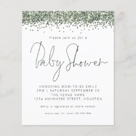 Budget Green Glitter Baby shower Invitation