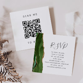 Budget Green Gold Agaat Wedding QR Code RSVP Informatiekaartje