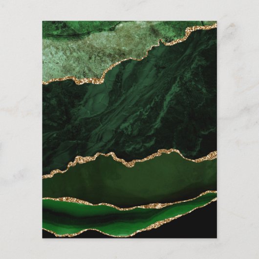 Budget Green Gold Agate 50th Anniversary Invite (Achterkant)