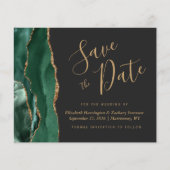 Budget Green Gold Agate Dark Wedding Save the Date (Voorkant)