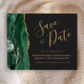 Budget Green Gold Agate Dark Wedding Save the Date