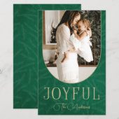 Budget Green Gold Arch Joyful Photo Holiday Card (Voorkant / Achterkant)