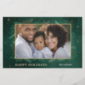Budget Green Gold Botanical Photo Holiday Card (Voorkant)