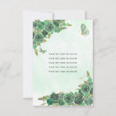 Budget Green Gold Floral Princess Quinceañera Notitiekaartje (Achterkant)