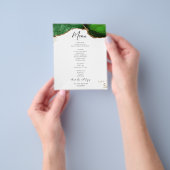 Budget Green Gold Glitter Marble Wedding Menu (Hand)