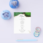 Budget Green Gold Glitter Marble Wedding Menu (Enkel)