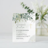 Budget Green & Gold Greenery Baptism Christening (Staand voorkant)