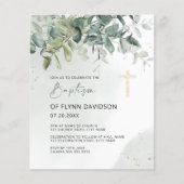 Budget Green & Gold Greenery Baptism Christening (Voorkant)
