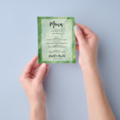 Budget Green Gold Marble Wedding Menu (Hand)