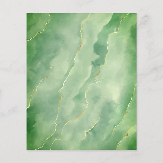 Budget Green Gold Marble Wedding Menu (Achterkant)