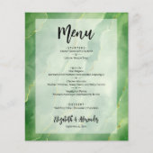 Budget Green Gold Marble Wedding Menu (Voorkant)