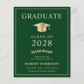 Budget Green Gold Photo Afstuderen Aankondiging (Voorkant)
