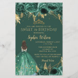 Budget Green Gold Princess Sweet 16 Uitnodiging<br><div class="desc">Budget Elegant Emerald Green Gold Floral Princess gezoet 16 Uitnodiging</div>