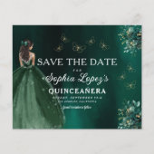 Budget Green Gold Quinceanera Save the Date (Voorkant)