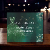 Budget Green Gold Quinceanera Save the Date
