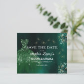 Budget Green Gold Quinceanera Save the Date (Staand voorkant)