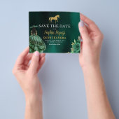 Budget Green Gold Quinceanera Save the Date Flyer (Hand)