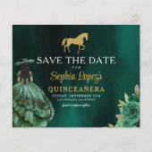 Budget Green Gold Quinceanera Save the Date Flyer (Voorkant)