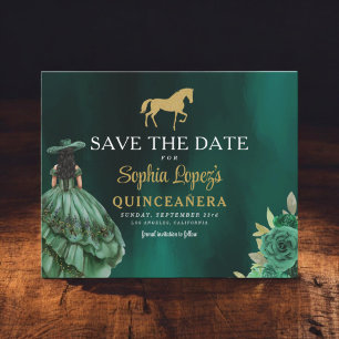Budget Green Gold Quinceanera Save the Date Flyer