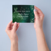 Budget Green Gold Quinceanera Save the Date Flyer (Hand)