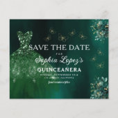 Budget Green Gold Quinceanera Save the Date Flyer (Voorkant)