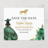 Budget Green Gold Quinceanera Save the Date Flyer (Voorkant)