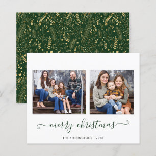 BUDGET Green Gold Script Merry-kerstfoto