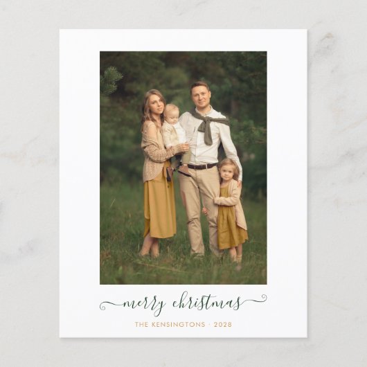 BUDGET Green Gold Simple Merry-kerstfoto (Voorkant)