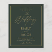 Budget Green Gold Wedding Script Flyer (Voorkant)
