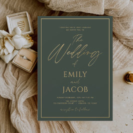 Budget Green Gold Wedding Script Flyer