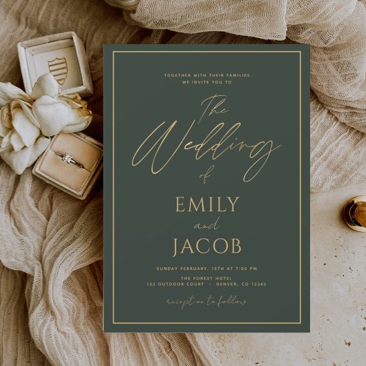 Budget Green Gold Wedding Script Flyer