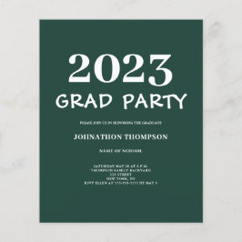 Budget Green Graduparty Invitation Flyer