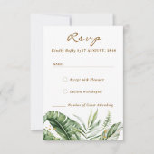 Budget Green Leaf Boho Greenery Wedding RSVP Kaart (Voorkant)