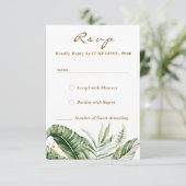 Budget Green Leaf Boho Greenery Wedding RSVP Kaart (Staand voorkant)