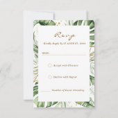 Budget Green Leaf Boho Greenery Wedding RSVP Kaart (Voorkant)