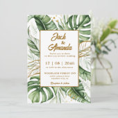 Budget Green Leaf Boho Huwelijksuitnodiging Kaart (Staand voorkant)