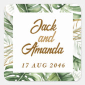 Budget Green Leaf Boho Trouwstickers en etiketten (Voorkant)