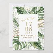 Budget Green Leaf Boho Wedding Sla de datum op Kaart (Voorkant)