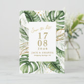 Budget Green Leaf Boho Wedding Sla de datum op Kaart (Staand voorkant)