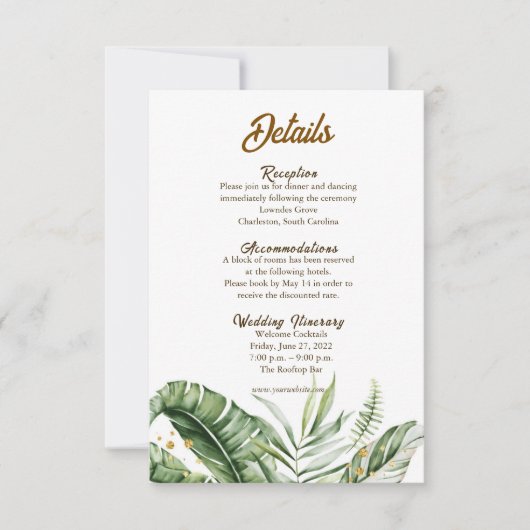 Budget Green Leaf Greenery Wedding Enclosure kaart (Voorkant)
