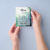 Budget Green Marble Wedding Menu Flyer (Hand)