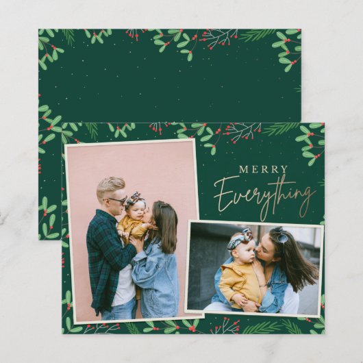 Budget Green Merry Alles Photo Holiday Card (Voorkant / Achterkant)