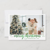 BUDGET Green Merry Christmas Heart Script Photo Notitiekaartje (Voorkant)