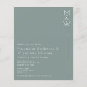 BUDGET Green Modern Monogram Weddenschap (Voorkant)
