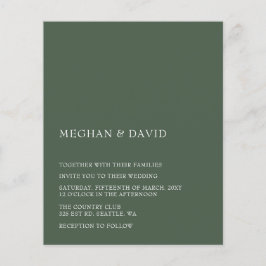 Budget Green Modern Wedding Uitnodiging
