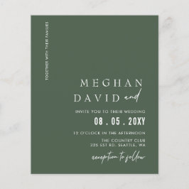 Budget Green Modern Wedding Uitnodiging
