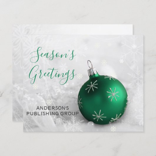 Budget Green Ornament Festive Company Holiday Card (Voorkant / Achterkant)