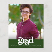 Budget Green Photo Afstuderen Bold Pet Uitnodiging (Voorkant)