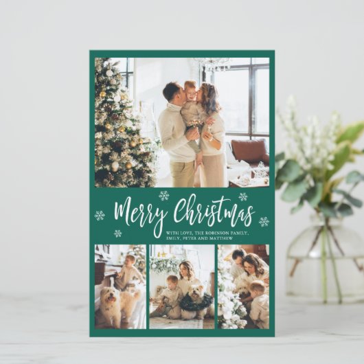 Budget Green Photo Collage Kerstmis Thin Card (Staand voorkant)